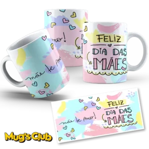 Caneca Feliz Dia das Mães Aquarela