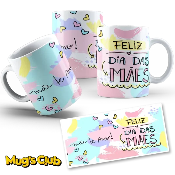 Caneca Feliz Dia das Mães Aquarela